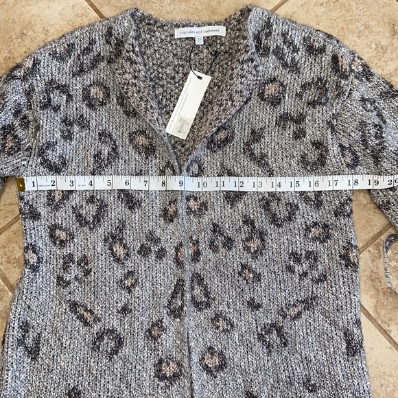 NWT Cupcakes and Cashmere Open Front Gray Kline Leopard Print Cardigan - Picture 7 of 8